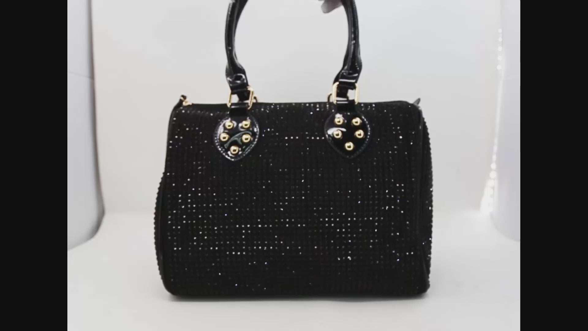 Rhinestone Covered Locked Satchel Handbag