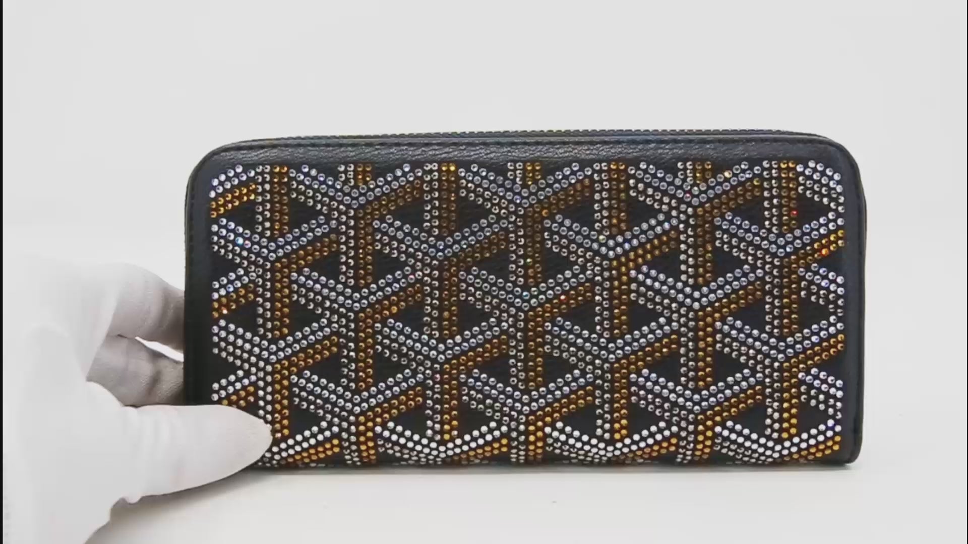 Colored Rhinestone Design Accordion Wallet