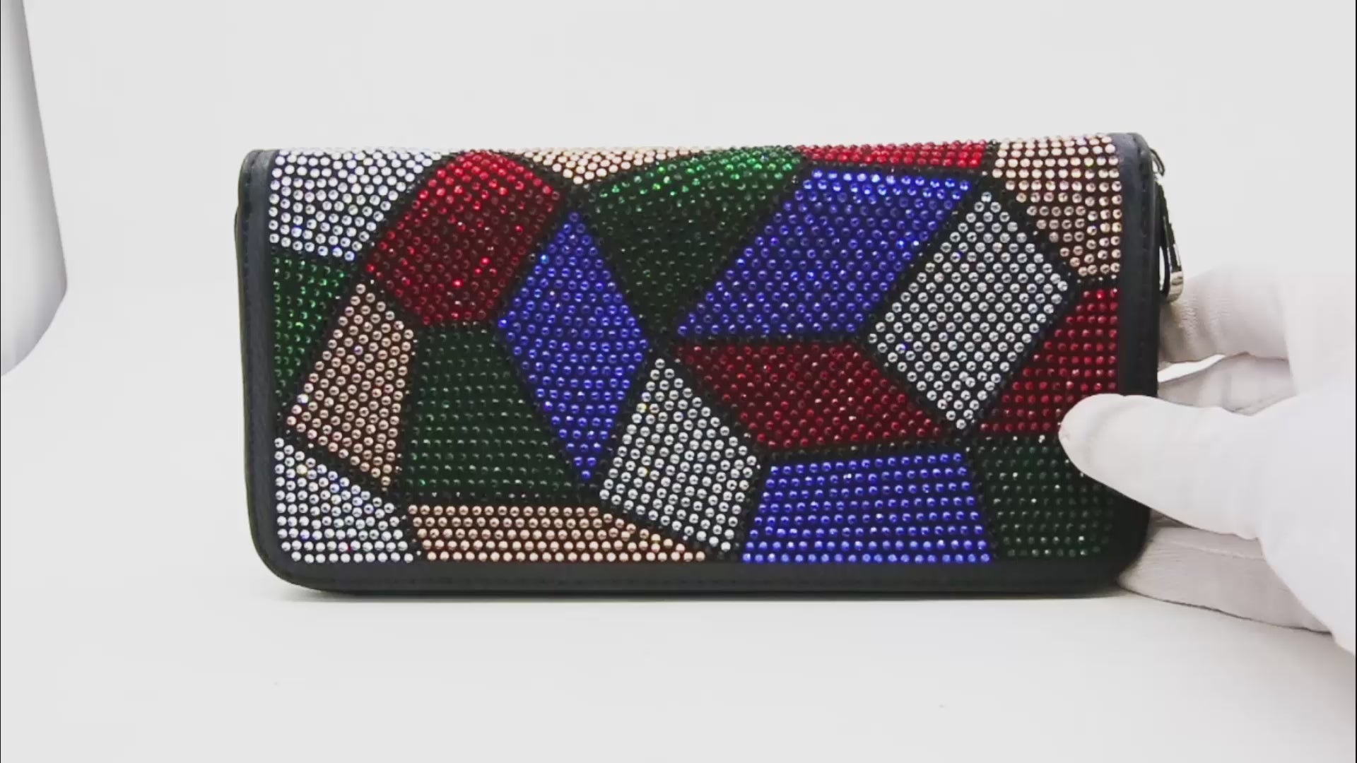 Colorful Rhinestone Design Accordion Wallet