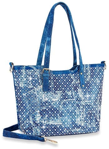 Diamond Bling Denim Shopper Tote