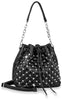 Rhinestone Studded Drawstring Hobo - Black