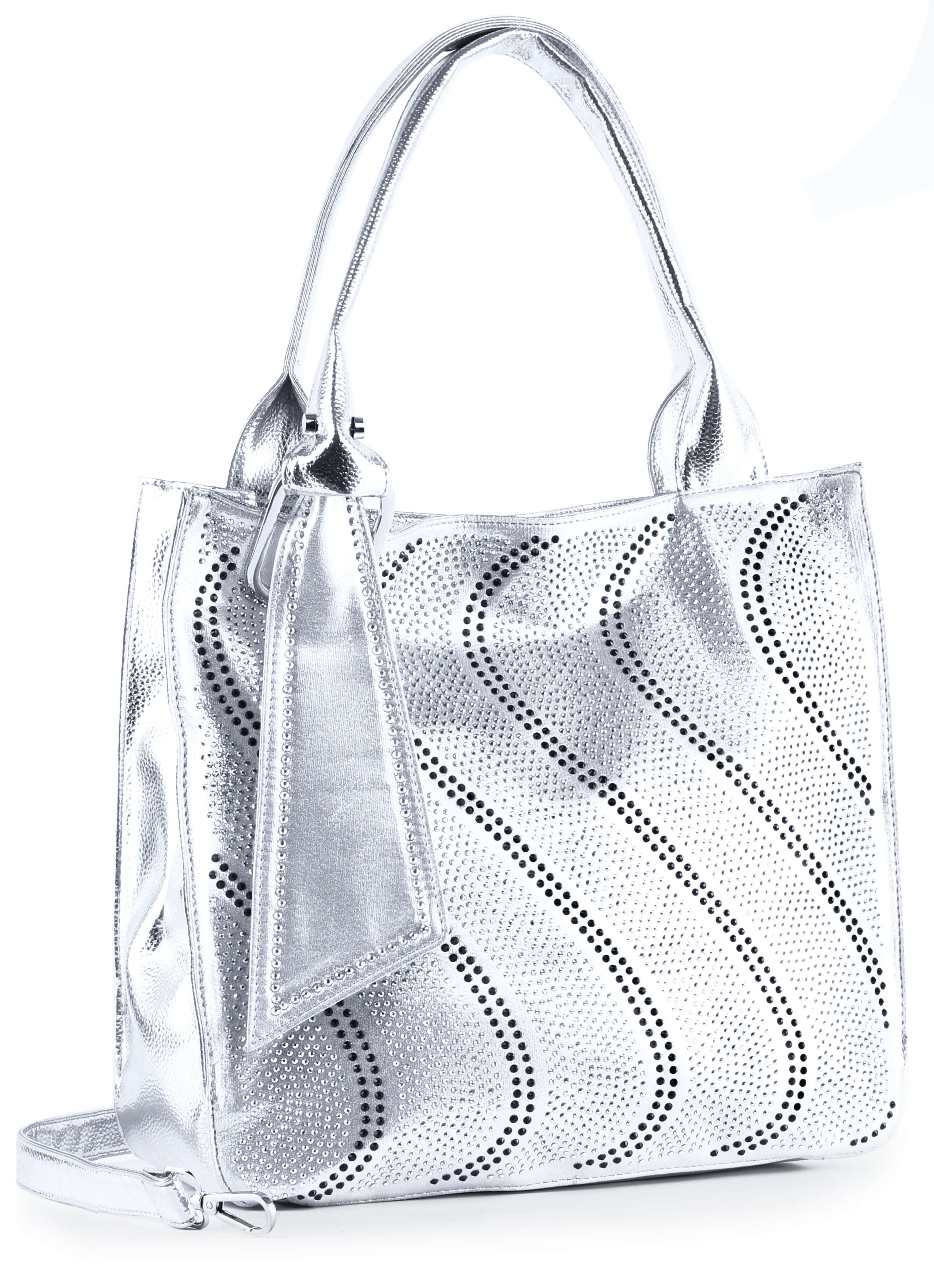 Rhinestone Pattern Denim Tote