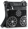 Stud And Rhinestone Crossbody Sling - Black