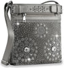 Stud And Rhinestone Crossbody Sling - Pewter