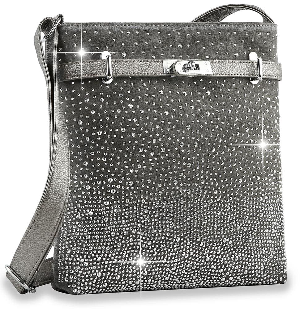 Glamorous Rhinestone Crossbody Sling - Pewter