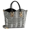 Rhinestone Design Elegant Tote - Pewter