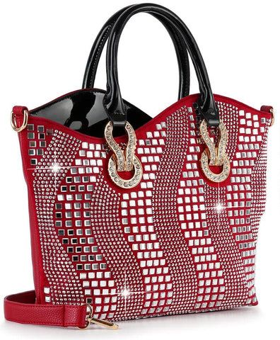 Rhinestone Wave Design Elegant Tote Handbag