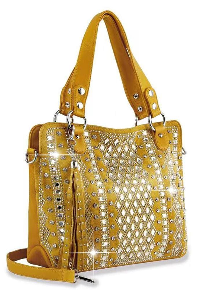 Dazzling Bling Pattern Tall Tote - Mustard