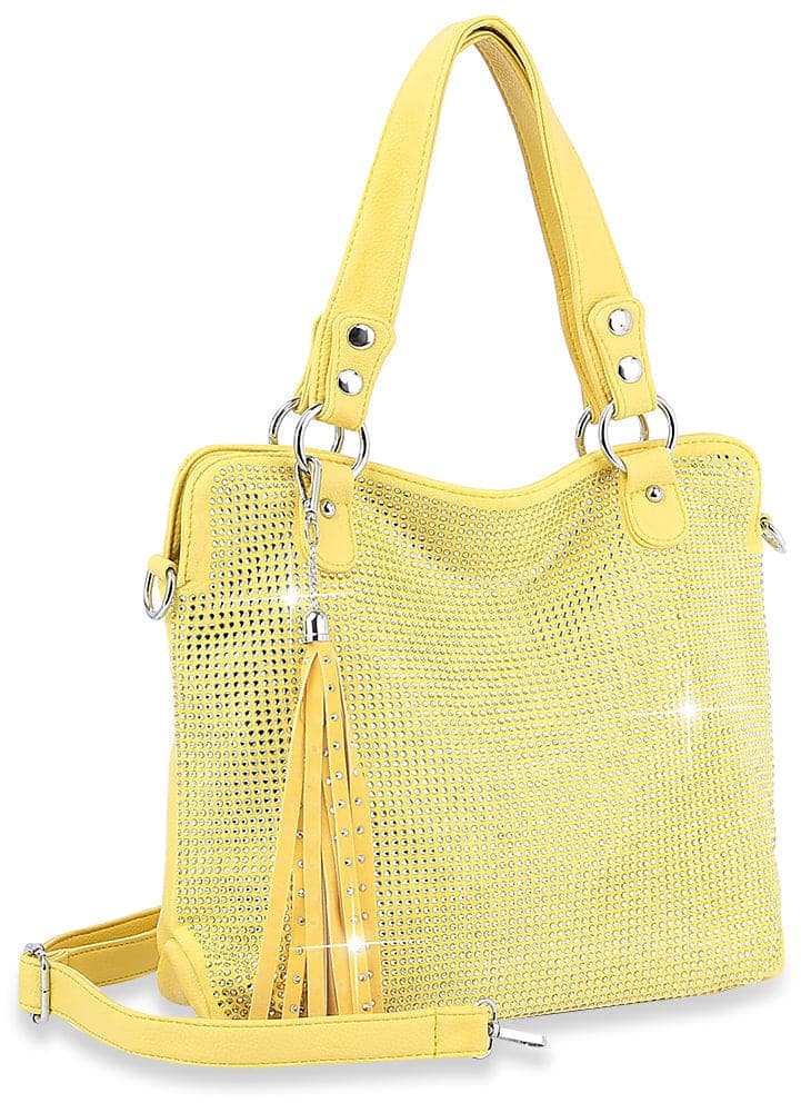 Dazzling Rhinstone Covered Fashion Handbag  - Light Yellow