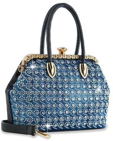 A-Frame Rhinestone Patterned Hand Tote