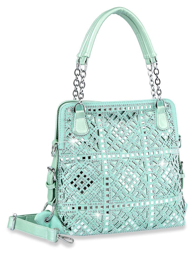 Dazzling Rhinestone Fashion Handbag - Mint