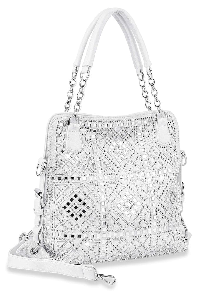Dazzling Rhinestone Fashion Handbag - White
