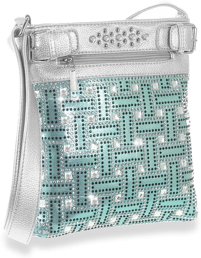 Rhinestone Design Crossbody Sling - Turquoise