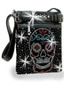 Sugar Skull Rhinestone Crossbody Sling - Black