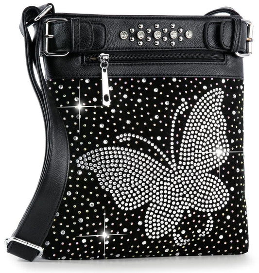 Classic Rhinestone Butterfly Crossbody