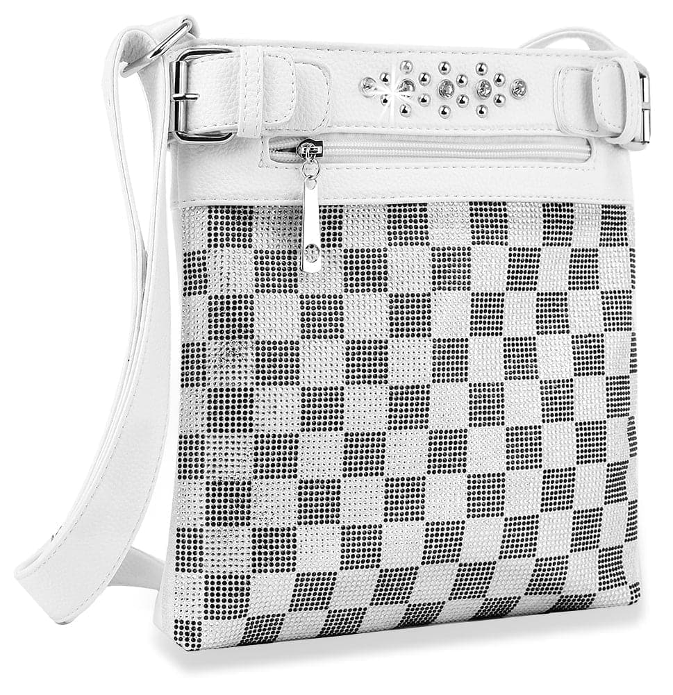 Checkerboard Rhinestone Crossbody Sling