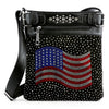 Rhinestone American Flag Crossbody Sling - Black