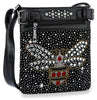 Dazzling Rhinestone Bee Crossbody Sling - Black