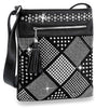 Tassel Accented Diamond Print Crossbody Sling - Black
