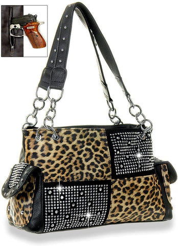 Leopard Print Fashion Handbag - Brown