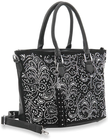 Layered Design Shopper Style Tote - Black