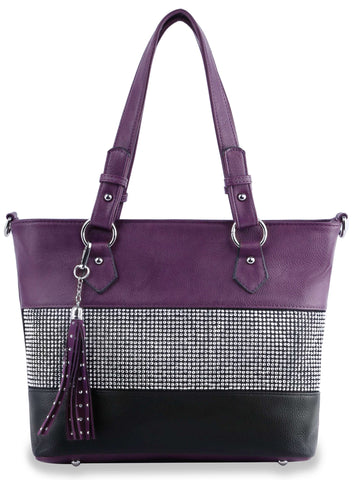 Bling Accent Banded Handbag - Purple