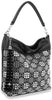 Rhinestone Block Design Hobo Handbag - Black
