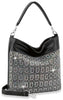 Sparkling Rhinestone Grid Design Hobo - Black