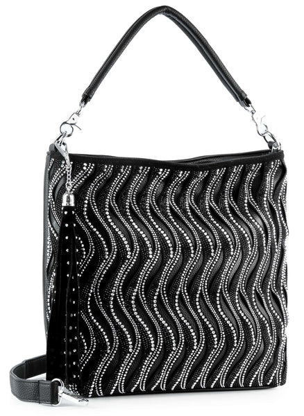 Rhinestone Wave Layered Hobo Handbag – handbagexpress