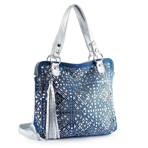Rhinestone Diamond Design Handbag - Blue