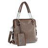 Rhinestone Covered Accessorized Shoulder Bag - Coffee