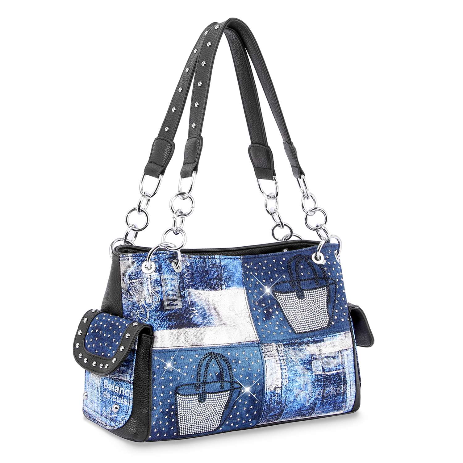 Denim Four Square Fashion Handbag