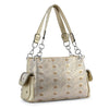 Patterned Rhinestone Shoulder Bag - Gold