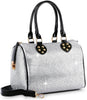 Rhinestone Covered Locked Satchel Handbag - Black-Silver