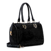 Rhinestone Covered Locked Satchel Handbag - Black