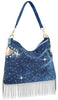Rhinestone And Beaded Fringe Hobo Handbag