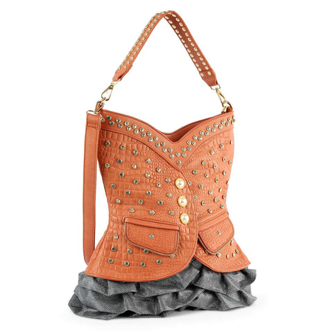 Vest Design Tall Hobo Handbag - Peach