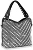 Chevron Design Rhinestone Handbag - Black