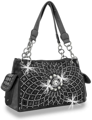 Bling Design Layered Handbag - Black