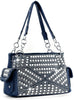 Rhinestone Covered Fashion Handbag - Navy
