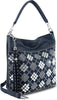 Rhinestone Argyle Design Hobo - Navy