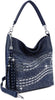 Rhinestone Curve Design Handbag - Navy