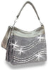 Rhinestone Curve Design Handbag - Pewter