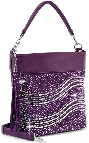 Rhinestone Curve Design Handbag - Purple