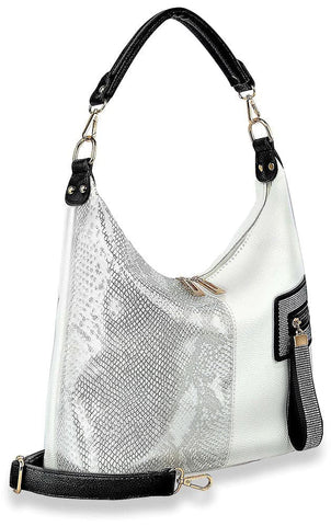 Multiple Textured Hobo Handbag  - Black White
