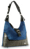 Decorative Rhinestone Denim Hobo Handbag