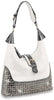Decorative Rhinestone Hobo Handbag - Black-White
