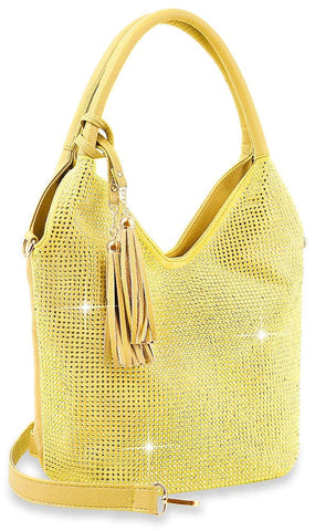 Stunning Sparkling Tall Shoulder Bag - Light Yellow