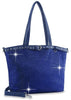 Belted Rhinestone Covered Tote Handbag