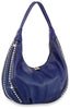 Rhinestone Accented Hobo Handbag - Navy
